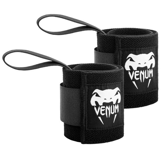 Накитници - VENUM HYPERLIFT LIFTING WRIST BANDS (PAIR) - BLACK​