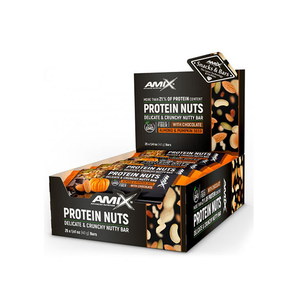 AMIX Protein Nuts Crunchy Nutty Bar Box / 25x40g