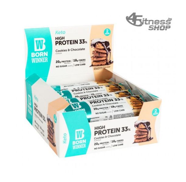 BORN WINNER Keto High Protein bar 33% Cookies &amp; Chocolate 12x60 гр