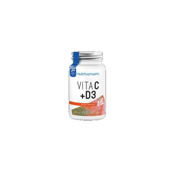 Nutriversum - Vita C + D3 | Vitamin C 500 mg + Vitamin D 1000 IU / 60 tabs.