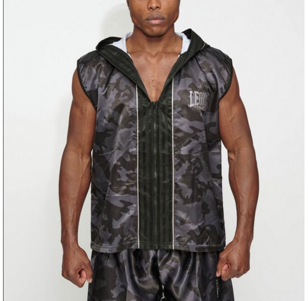 Суитшърт без ръкави - Leone CAMOBLACK SLEEVELESS BOXING GOWN - AB264