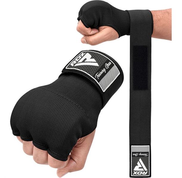 Вътрешни ръкавици - RDX IS Gel Padded Inner Gloves Hook &amp; Loop Wrist Strap for Knuckle Protection - Black - HYP-IS2B