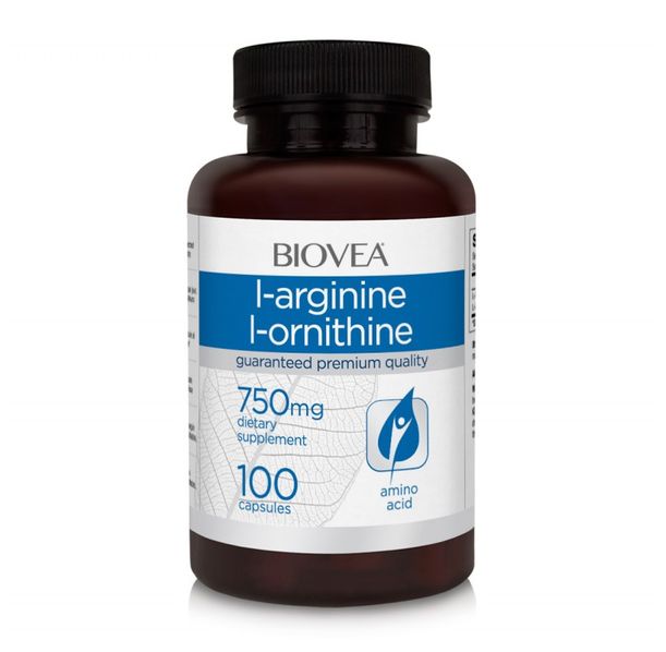 Biovea L-Arginine, L-Ornithine 750mg - Аргинин + Орнитин