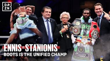 Джарон Енис печели световните титли на IBF, WBA и Ring Magazine в полусредна категория ????#EnnisStanionis