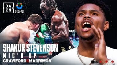 Шакур Стивънсън с микрофон за мача между Крауфорд и Мадримов 