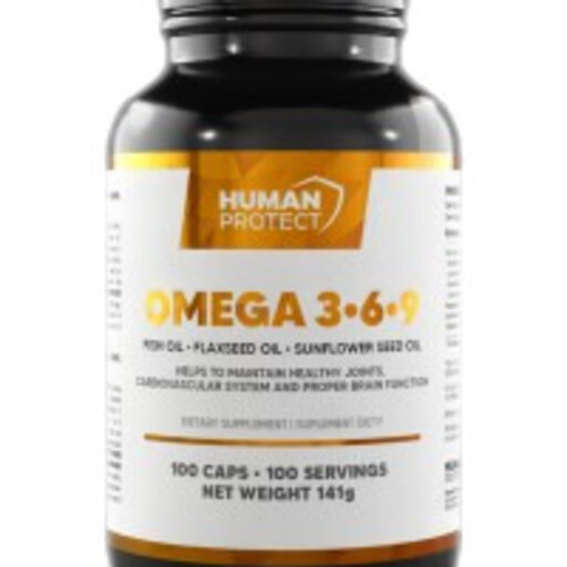Human Protect - Omega 3-6-9 | with Fish Oil, Flax Oil & Sunflower Oil / 100 капсули, 100 дози