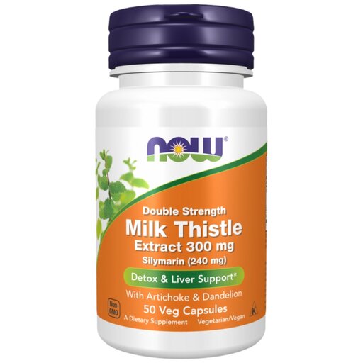 NOW Foods - Milk Thistle - Silymarin Extract | Double Strength with Artichoke & Dandelion (50 дози)