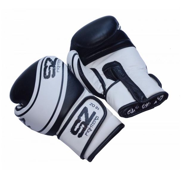 SZ Fighters - Боксови ръкавици Evo Champion - Черно / Бели (Естествена кожа)​