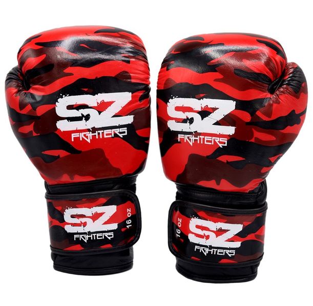 SZ Fighters - Боксови ръкавици Естествена кожа - Camo Red​