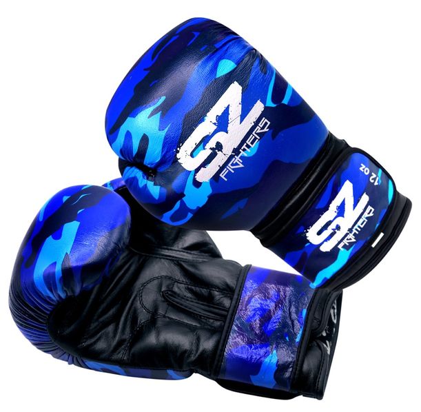 SZ Fighters - Боксови ръкавици Естествена кожа - Camo Blue​