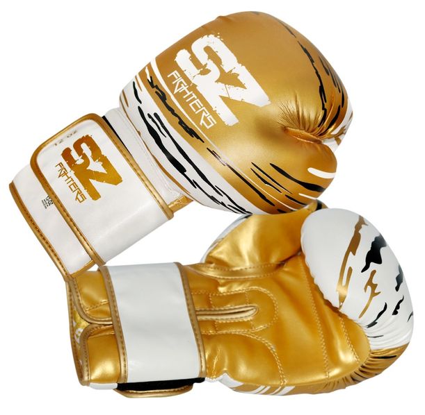 SZ Fighters - Боксови ръкавици Естествена кожа - Madness - Gold/White/Black​