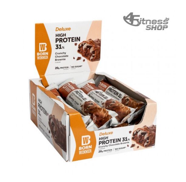 BORN WINNER Deluxe High Protein Bar 31% Crunchy Chocolate Brownie 12x64 гр