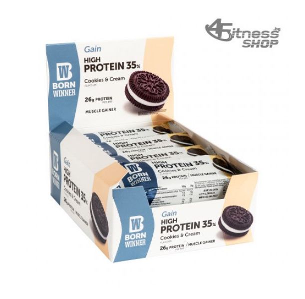 BORN WINNER Gain High Protein Bar 35 % Cookies % Cream 12x75 гр