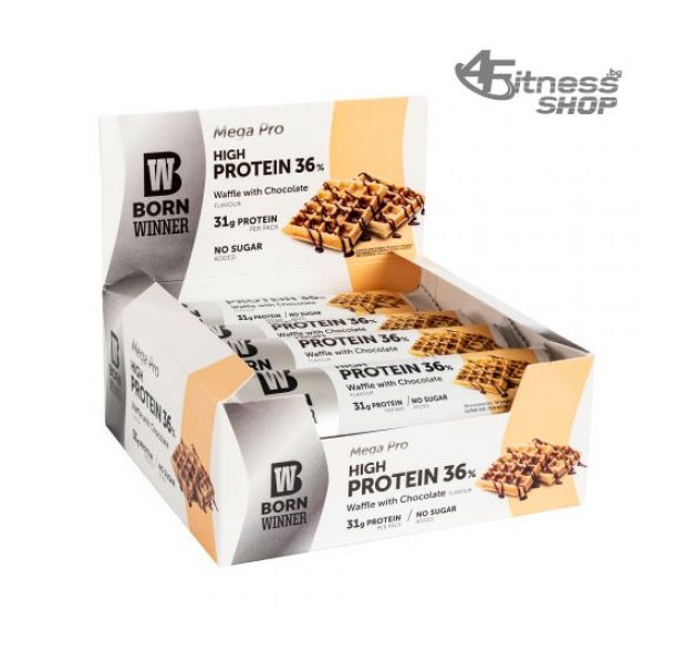 BORN WINNER Mega Pro High Protein Bar 36% Wafffle With Chocolate 12x85 гр