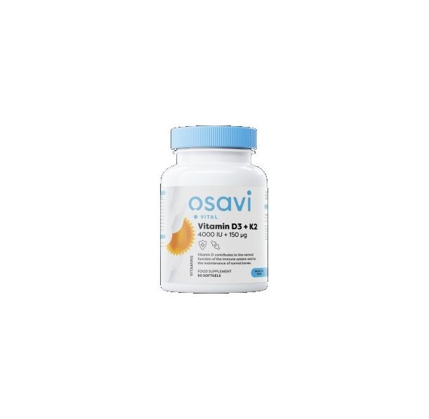 Osavi - Vitamin D3 4000 + K2 150 mcg | with Quali®-D &amp; K2VITAL® / 60 Гел капсули