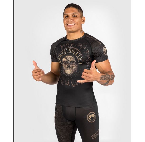 Рашгард - Venum Santa Muerte Dark Side - Rashguard Short Sleeves - Black/Brown​