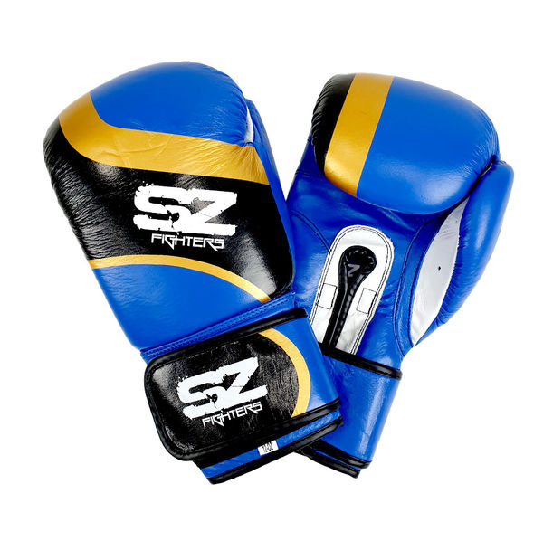 SZ Fighters - Боксови ръкавици Естествена кожа - Warrior - Blue​