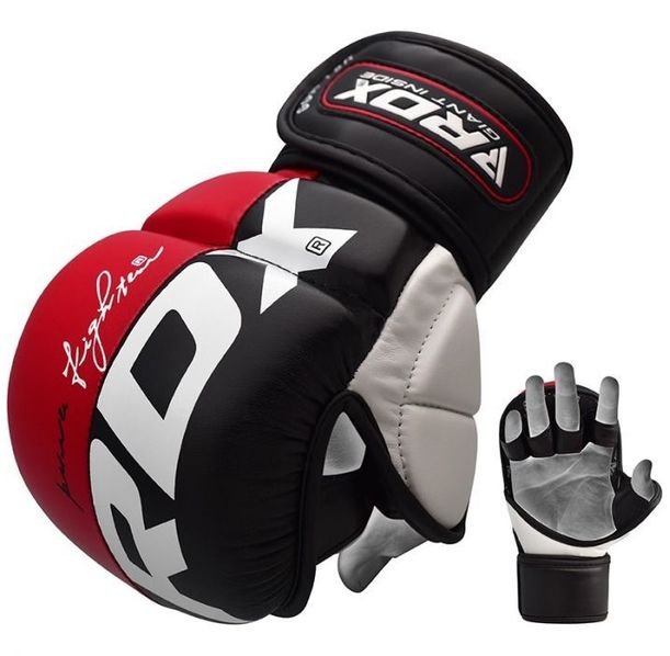 MMA ръкавици - RDX T6 MMA Sparring Gloves 7oz - Red - GGR-T6+R