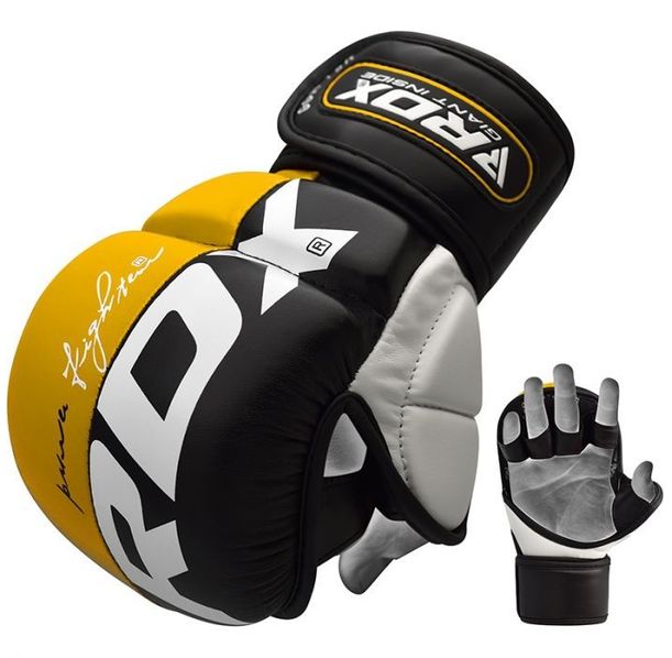 MMA ръкавици - RDX T6 MMA Sparring Gloves 7oz - Yellow - GGR-T6+Y