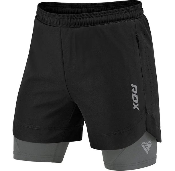 Шорти за ММА с клин - RDX T16 2-in-1 Compression MMA Shorts - MSC-T16BG