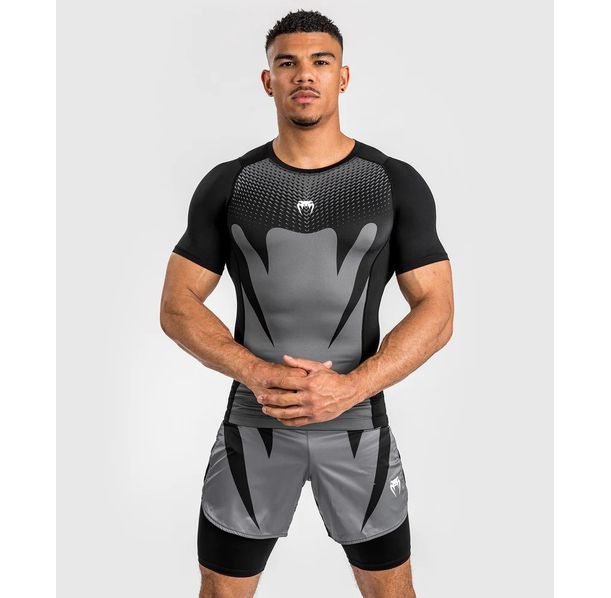 Рашгард - Venum Attack Short Sleeve Rashguard - Black/Grey ​