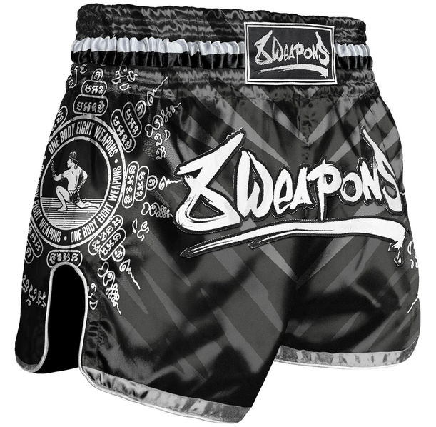 Шорти - 8 WEAPONS - Muay Thai Shorts - 8 Ways Yant - Black/Silver
