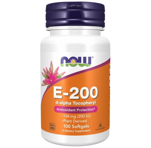 NOW Foods - Vitamin E-200 IU D-Alpha Tocopherols (100 дози)