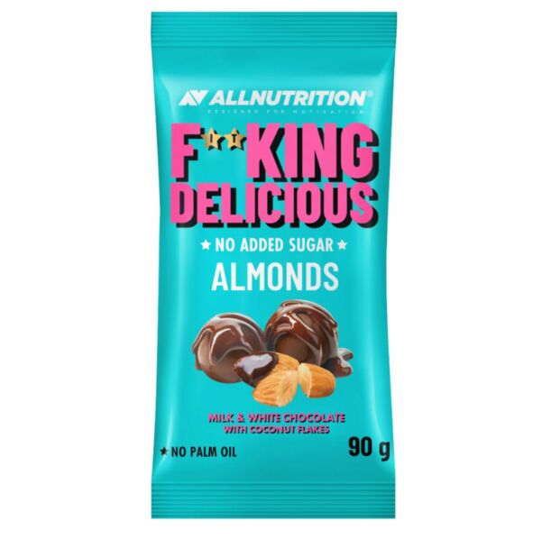 AllNutrition F**king Delicious Almonds - Milk & White Choco Coconut - Диетични Бадеми в Шоколад, Разфасовка 90g