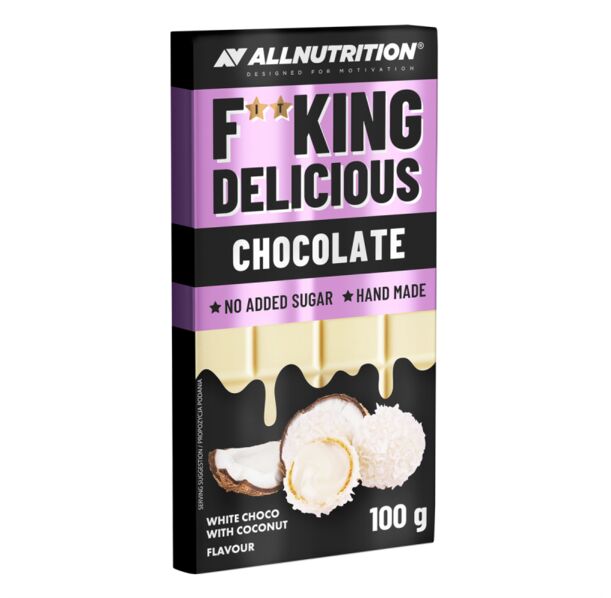 Allnutrition F**King Delicious Chocolate - White Chocolate with Coconut - Диетичен Шоколад, Разфасовка 100g