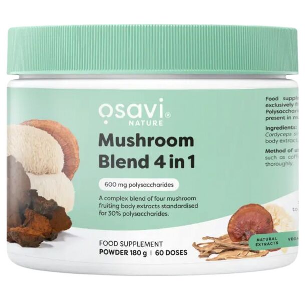 Osavi - Mushroom Blend 4 in 1 | Lion's Mane, Cordyceps, Reishi & Chaga (60 дози) / 180 грама