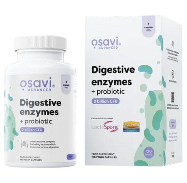 Osavi - Digestive Enzymes + Probiotic | Digezyme + LactoSpore (120 дози) / 120 капсули