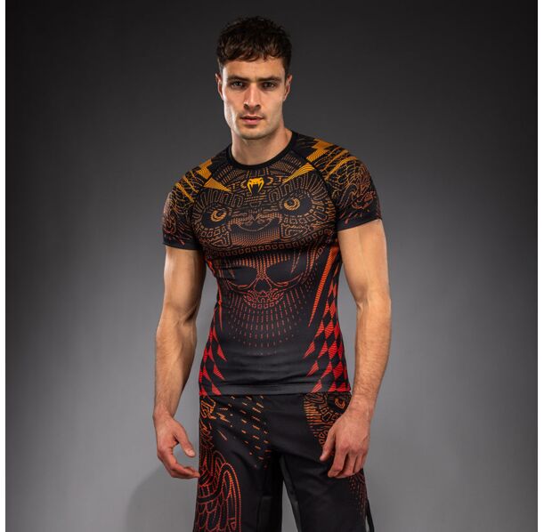 Рашгард - Venum Quetzal Fury Short Sleeve Rashguard - Black/Fury Red/ Tangerine​