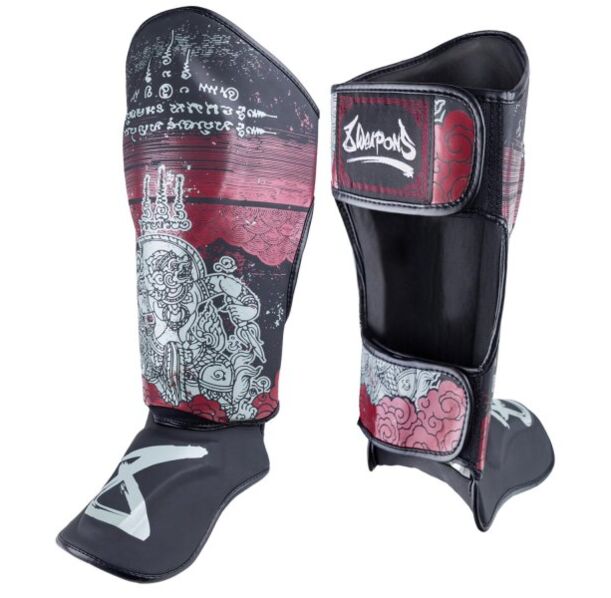 Протектори за крака - 8 WEAPONS Shin Guards Hanuman Yant - Black/Red