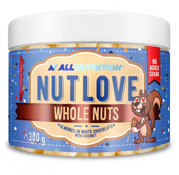 Allnutrition NutLove Almonds in White Choco Coco - Диетични Ядки, Разфасовка 300g