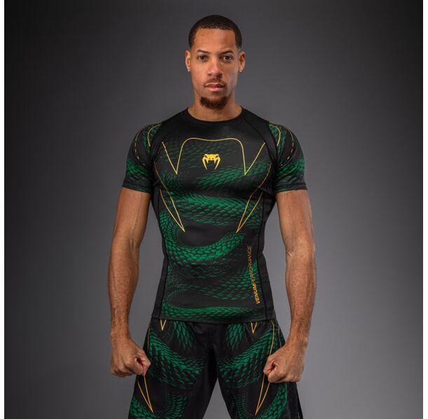 Рашгард - Venum Matupa Short Sleeve Rashguard - Black/Green/Gold​