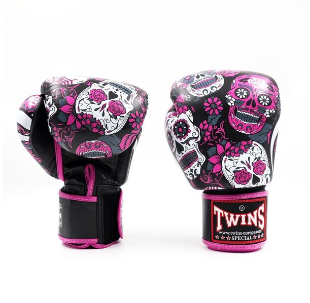 Боксови ръкавици - TWINS - FBGVL 3 SKULL PINK