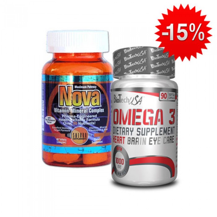 Stack BioTech - Omega 3 / 90 softgels + Saturn Supplements - Nova One-a-day Complex / 60 tabs.