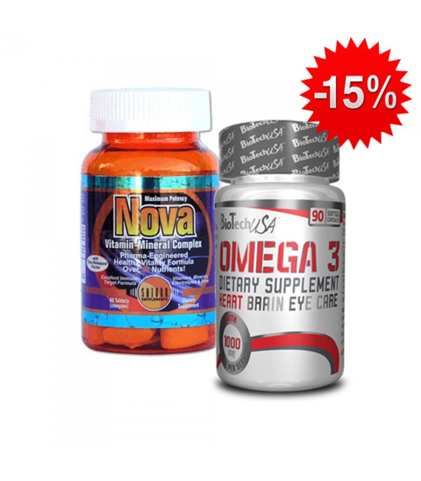 Stack BioTech - Omega 3 / 90 softgels + Saturn Supplements - Nova One-a-day Complex / 60 tabs.