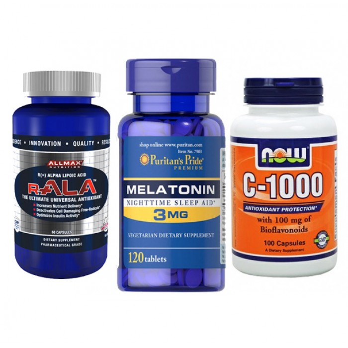 STACK - здрава имунна система и спокоен сън - Vitamin C + R-ALA Antioxidant + Melatonin 3 мг​