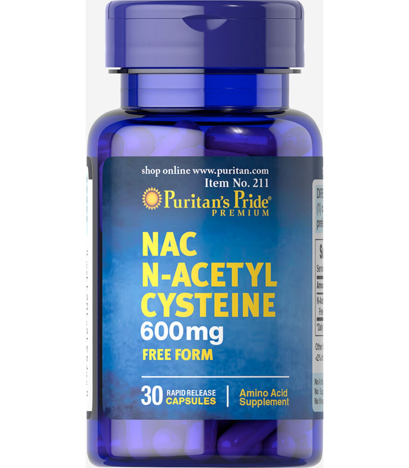 Puritan's Pride - N-Acetyl Cysteine / 600mg - 30 капсули​