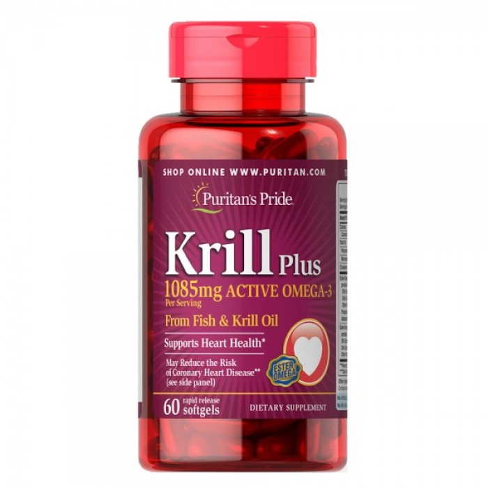 Puritan's Pride - Krill Oil Plus High Omega-3 Concentrate 1085 мг - 60 дражета​