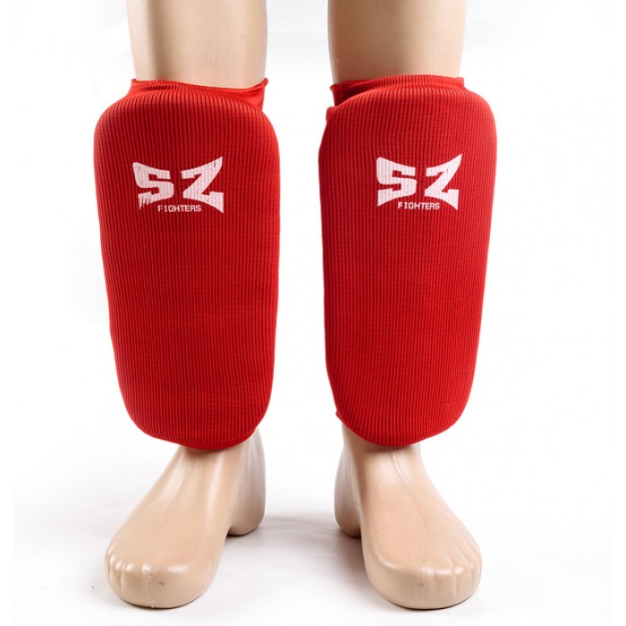 SZ Fighters - Памучни протектори за крака без протекция на ходилото - Червени