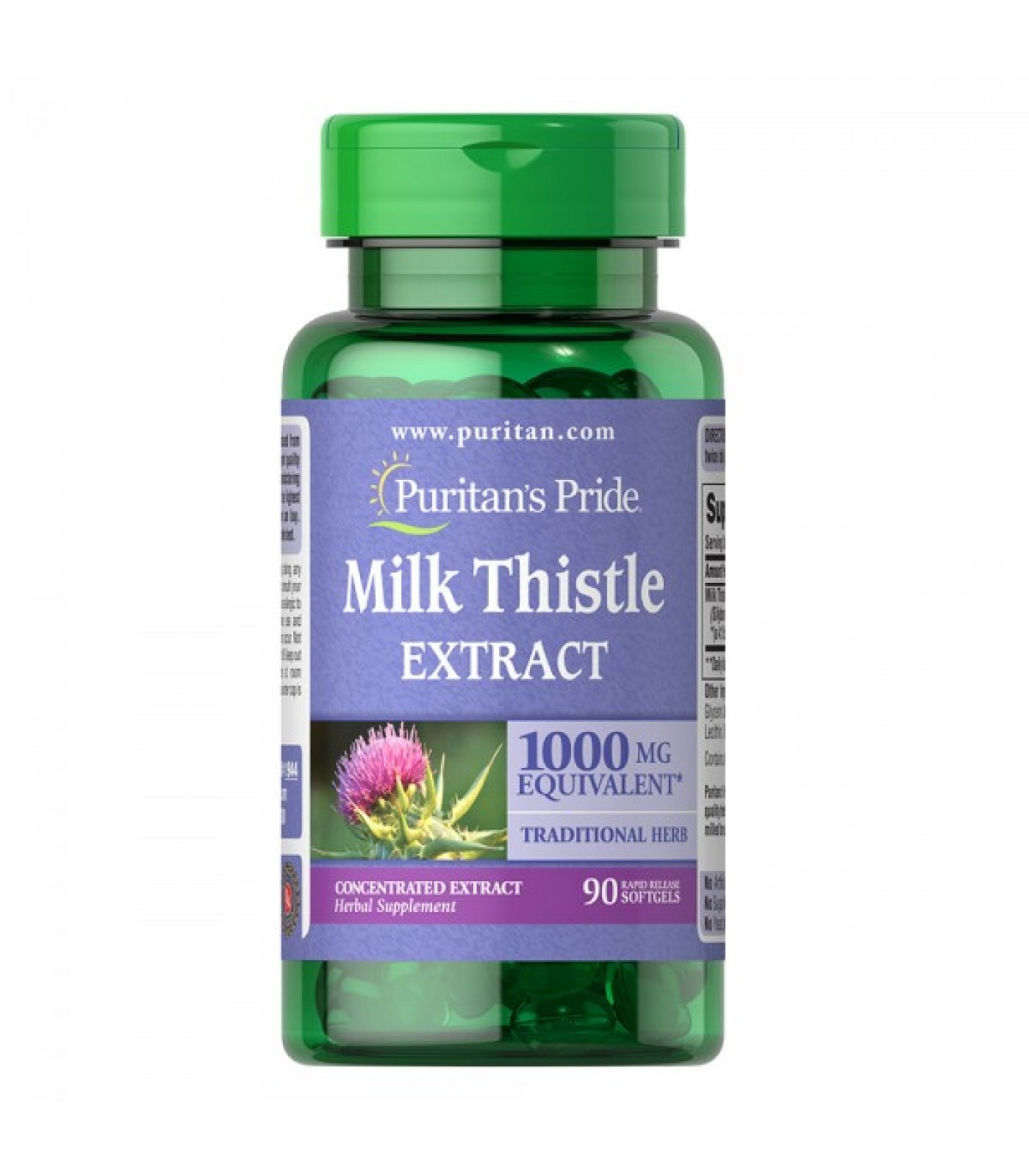 Puritan's Pride - Milk Thistle 4:1 Extract  / 1000 мг - 90 дражета​