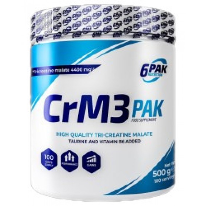 6PAK Nutrition - CrM3 PAK (Tri-Creatine Malate + Taurine) / 500 грама, 100 дози