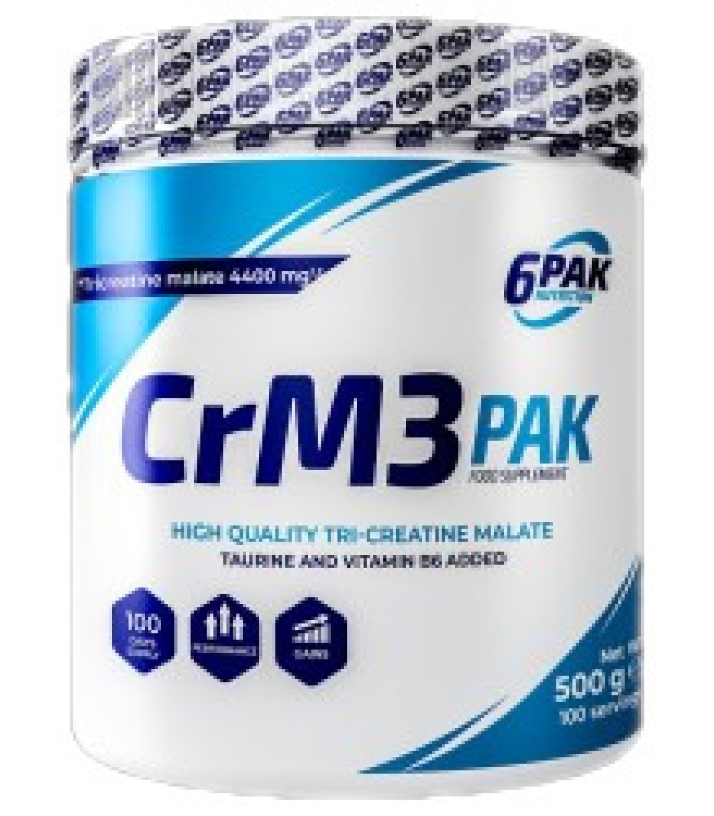 6PAK Nutrition - CrM3 PAK (Tri-Creatine Malate + Taurine) / 500 грама, 100 дози