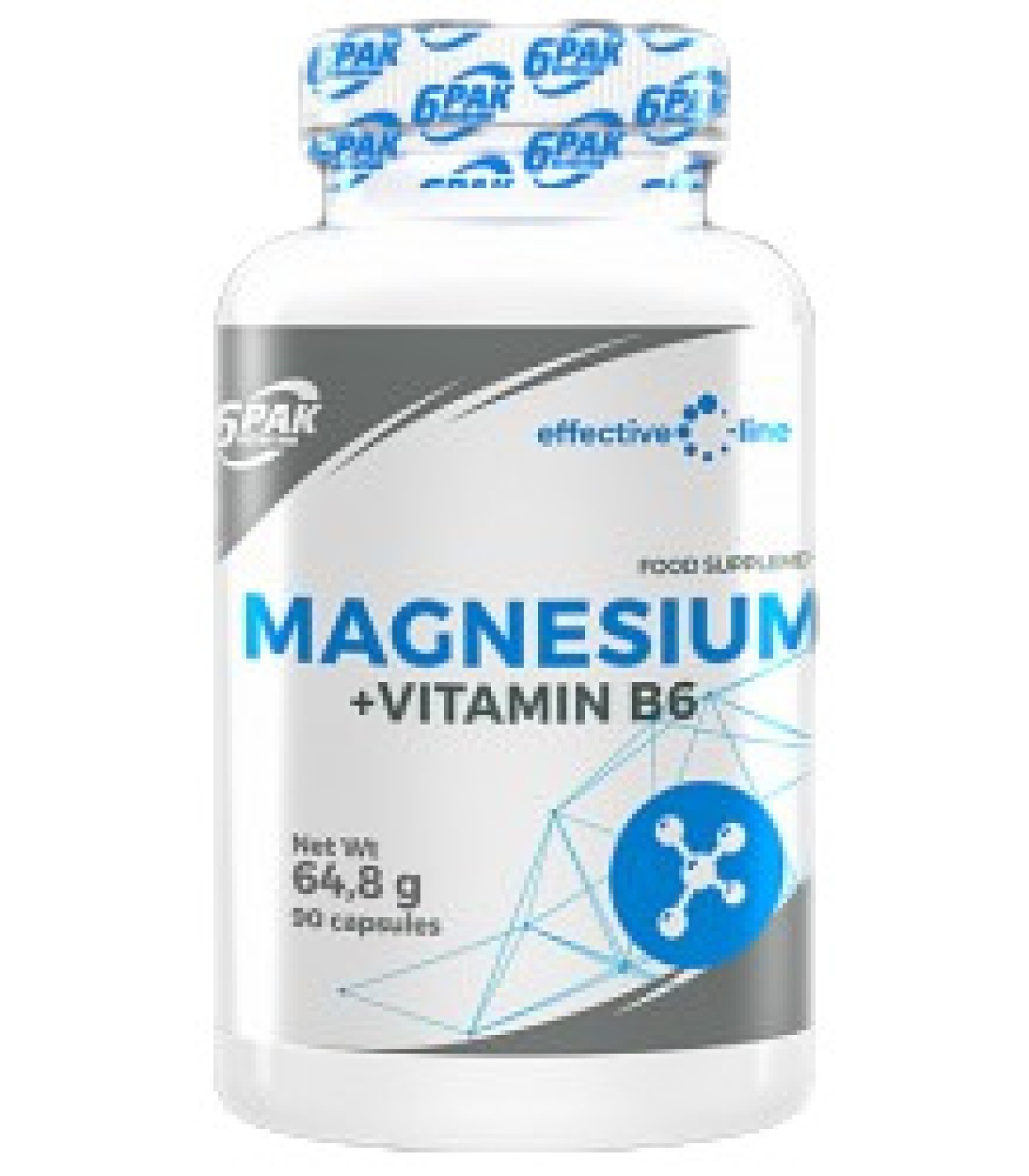 6PAK Nutrition - Magnesium + Vitamin B6 / 90 капсули, 45 дози