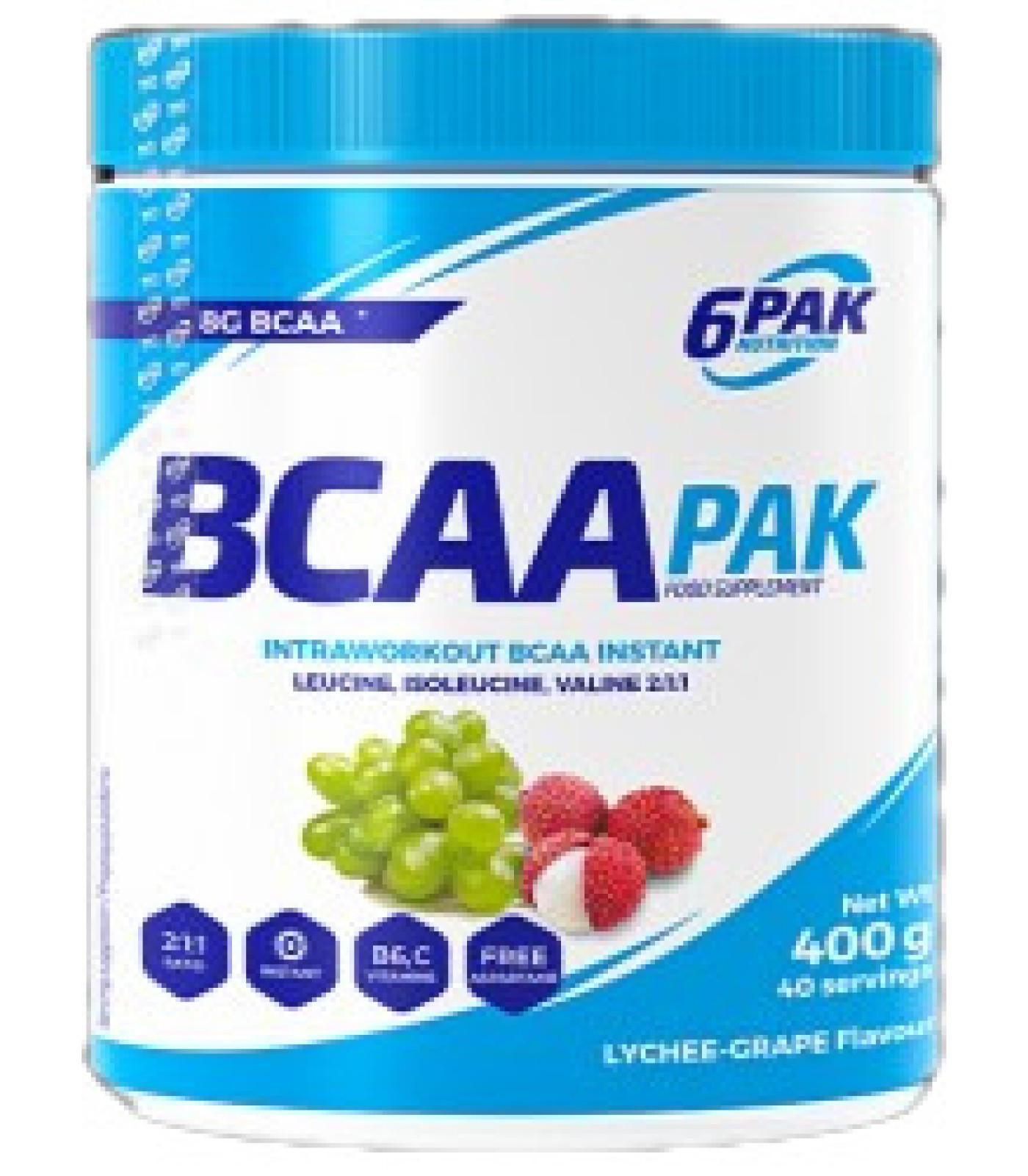 6PAK Nutrition - BCAA PAK 2:1:1 Instant / 400 грама, 40 дози