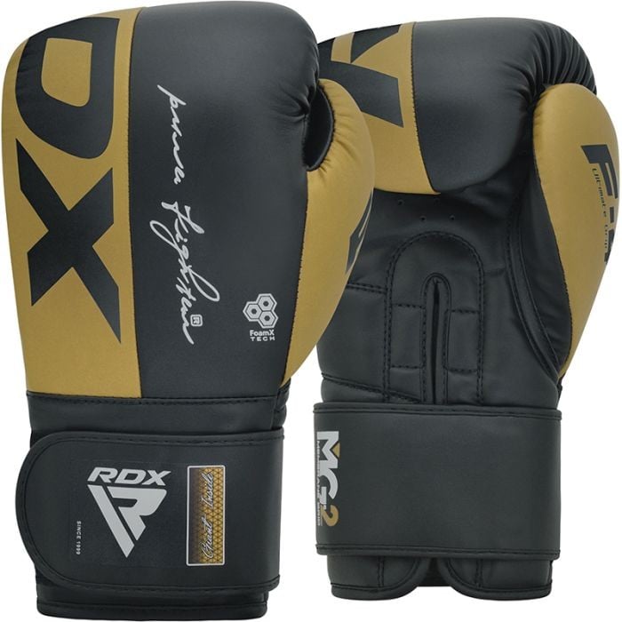 Боксови ръкавици - RDX BOXING GLOVES REX F4- GOLDEN/BLACK - BGR-F4GL