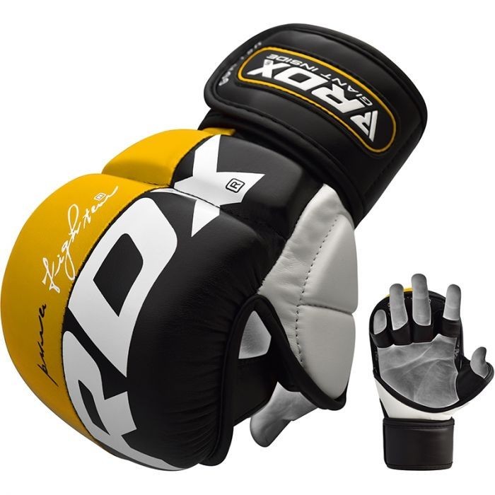 MMA ръкавици - RDX T6 MMA Sparring Gloves 7oz - Yellow - GGR-T6+Y​