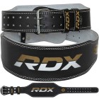 Колан за тежести - RDX 4 Inch Leather Weightlifting Belt - Black/Gold - WBS-4BG